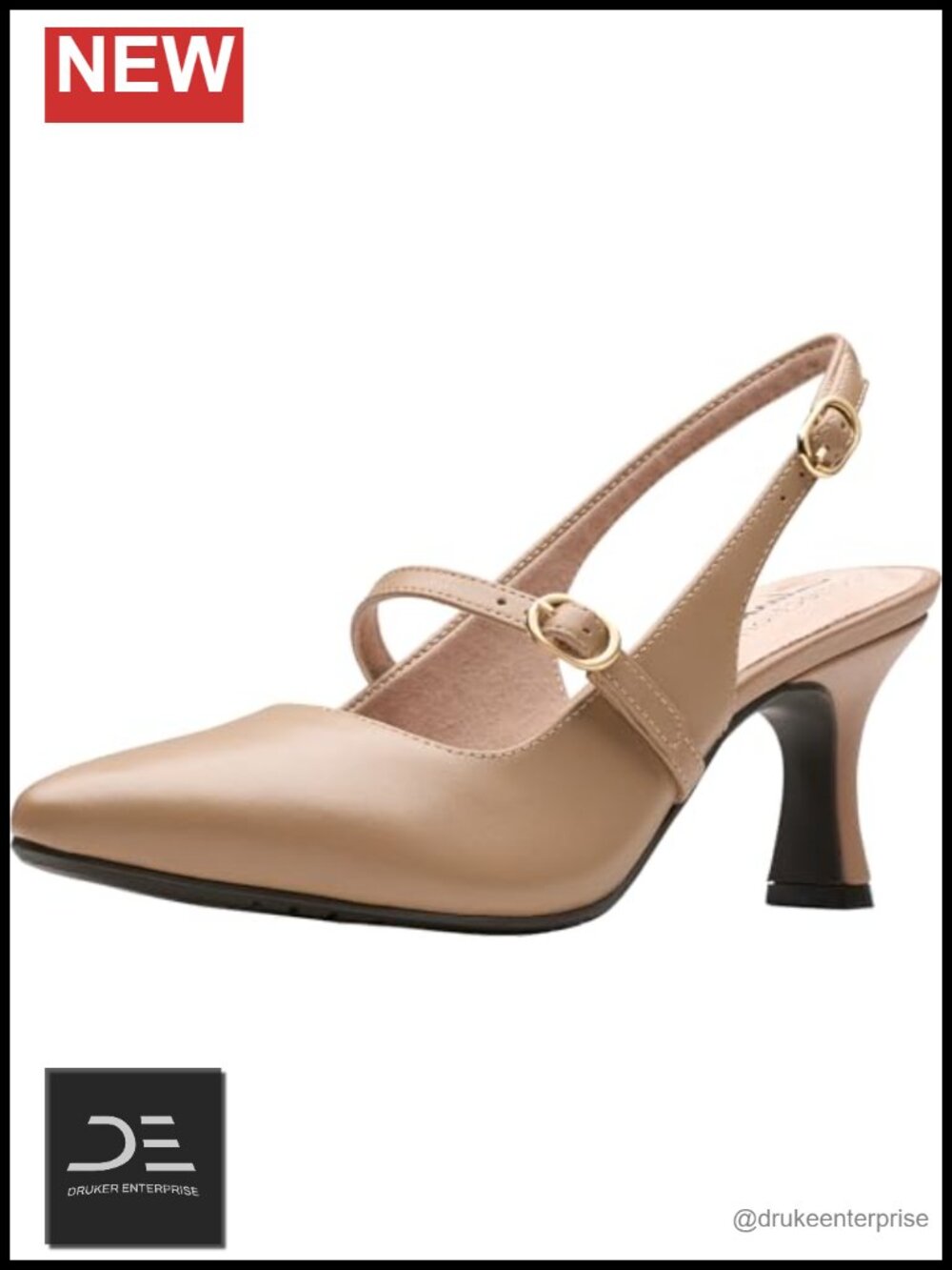 Kitten Heel Slingback Pumps Leather Peep Toe Women's